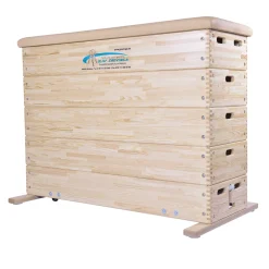 Grevinga Sprungkasten groß, 150 x 50 x 110 cm, 5-teilig, aus Kiefernholz mit Schwenkrolleneinrichtung