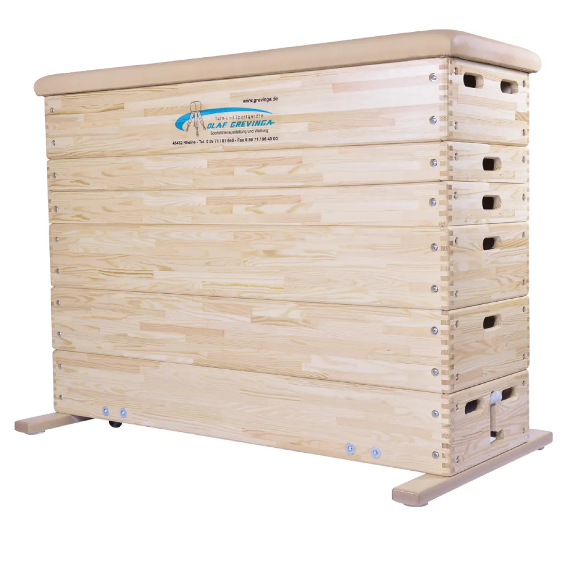 Grevinga Sprungkasten groß, 150 x 50 x 110 cm, 6-teilig mit Schwenkrolleneinrichtung