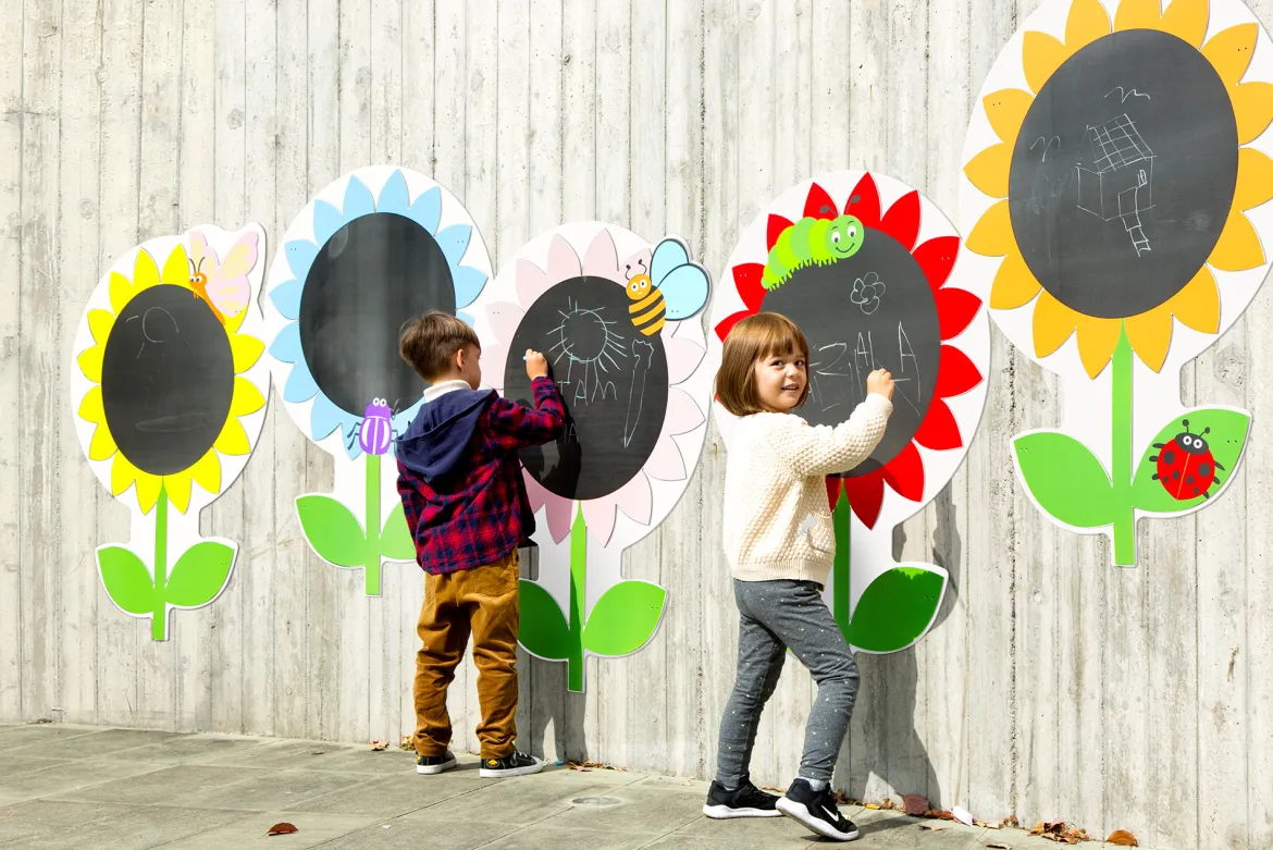 Große Kreidetafeln, Blumen, für die Wand, 5er Set, PVC, Outdoor