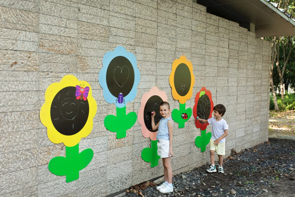 Große Kreidetafeln, Blumen, für die Wand, 5er Set, PVC, Outdoor