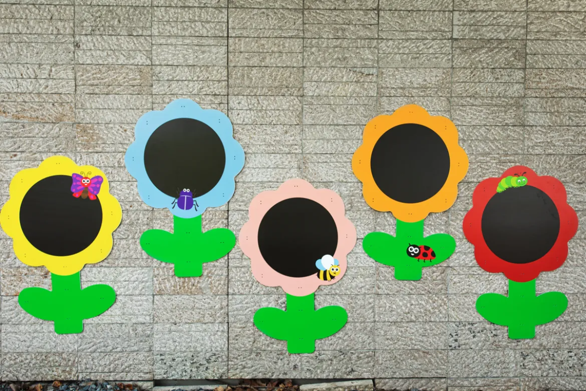 Große Kreidetafeln, Blumen, für die Wand, 5er Set, PVC, Outdoor