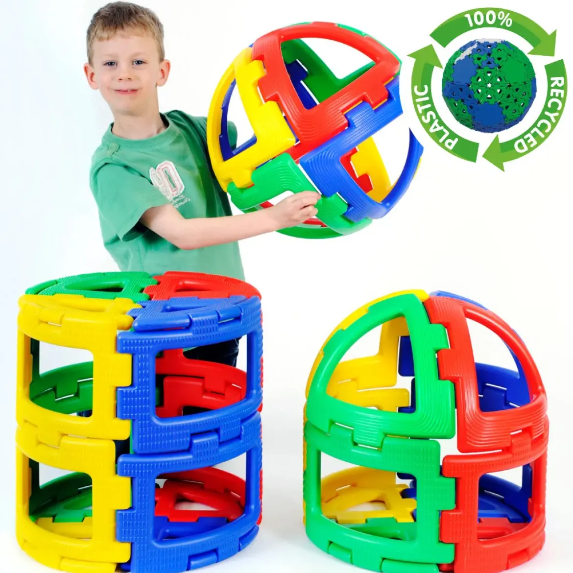 Große Steckbausteine, Giant Polydron, Bögen und Rundungen, 36 Teile, aus Recyclingkunststoff, für Kinder