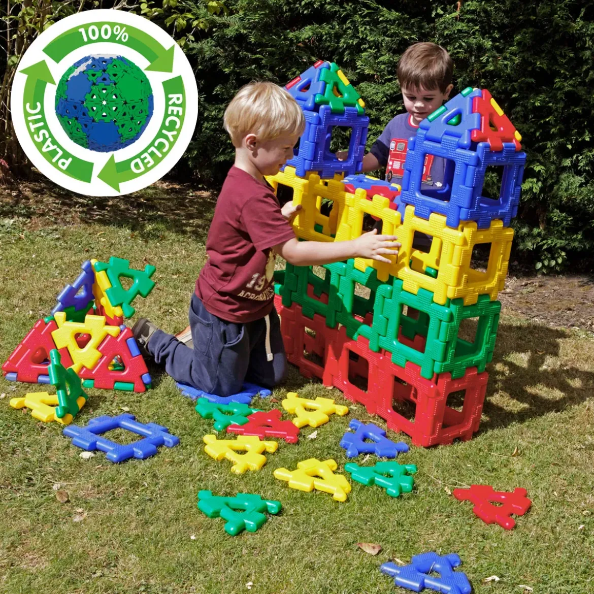 Große Steckbausteine, Giant Polydron, Klassenset, 80 Teile, aus Recyclingkunststoff, für Kinder