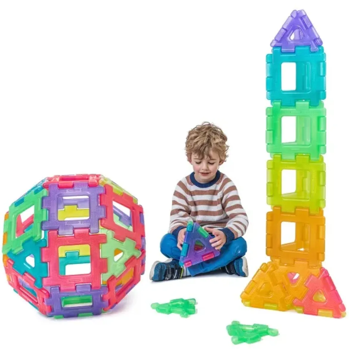 Große Steckbausteine, Giant Polydron, Transluzentes Set, 60 Teile, aus Recyclingkunststoff, für Kinder
