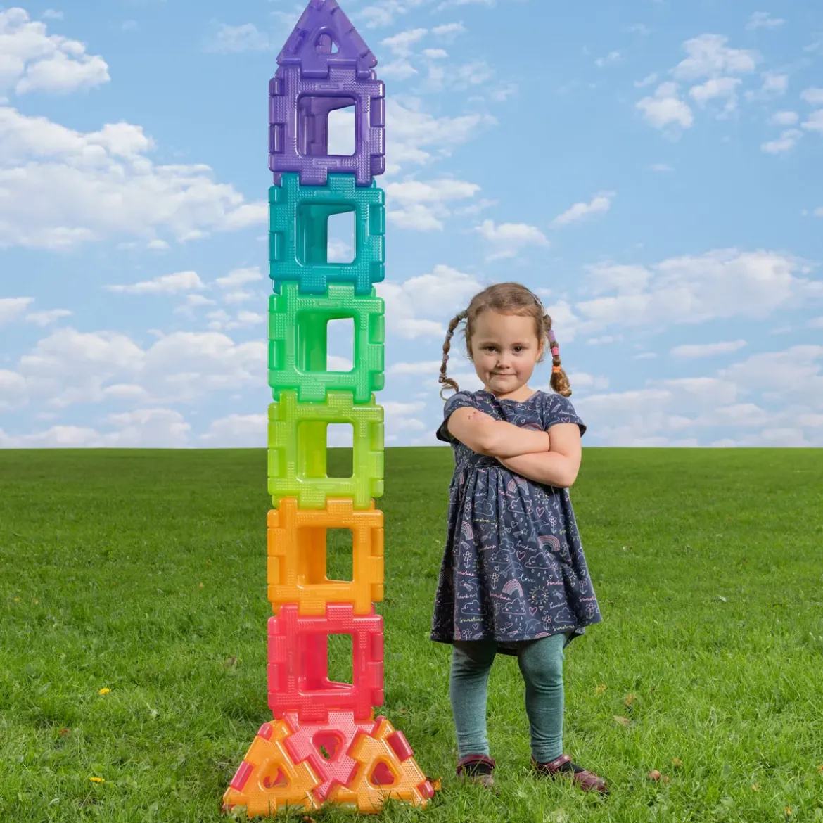 Große Steckbausteine, Giant Polydron, Transluzentes Set, 60 Teile, aus Recyclingkunststoff, für Kinder
