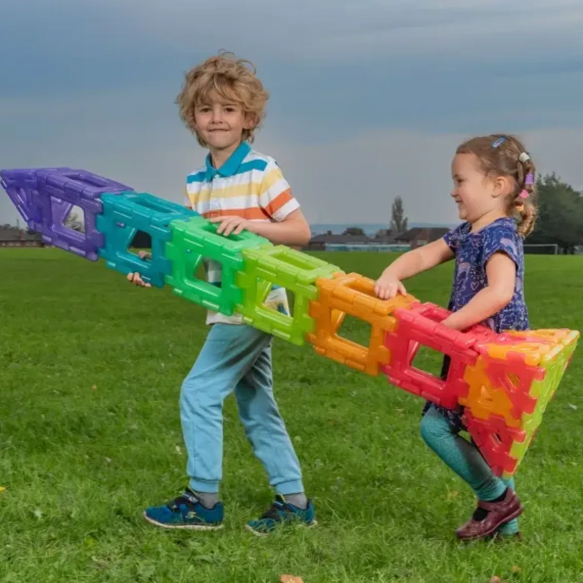 Große Steckbausteine, Giant Polydron, Transluzentes Set, 60 Teile, aus Recyclingkunststoff, für Kinder