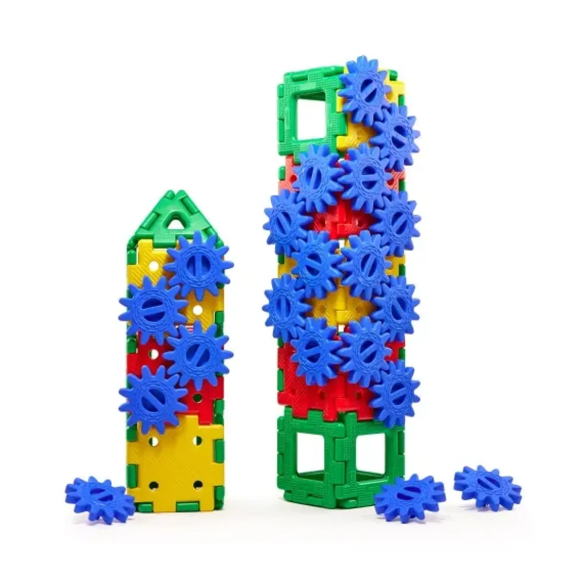 Große Steckbausteine, Giant Polydron, Zahnrad-Set, 58 Teile, aus Recyclingkunststoff, für Kinder