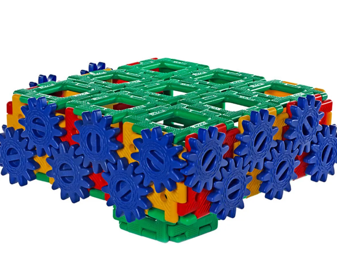 Große Steckbausteine, Giant Polydron, Zahnrad-Set, 58 Teile, aus Recyclingkunststoff, für Kinder
