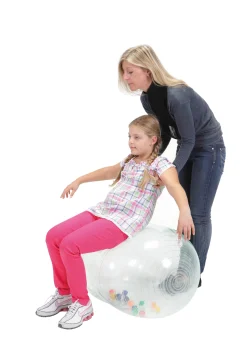 Gymnic Physio Activity Roll Ø 55 cm, 90 cm lang, transparent mit bunten Bällen