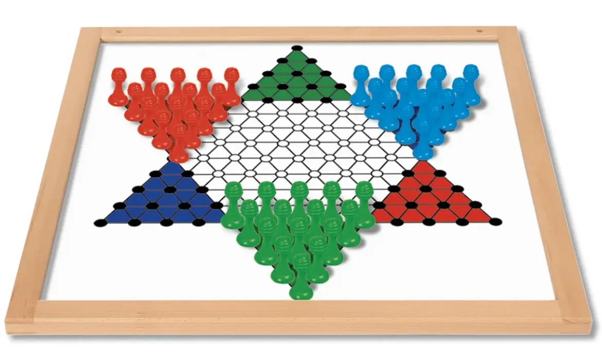 Halma, Brettspiel, groß, magnetisch, für 3 Spieler, 50x50cm