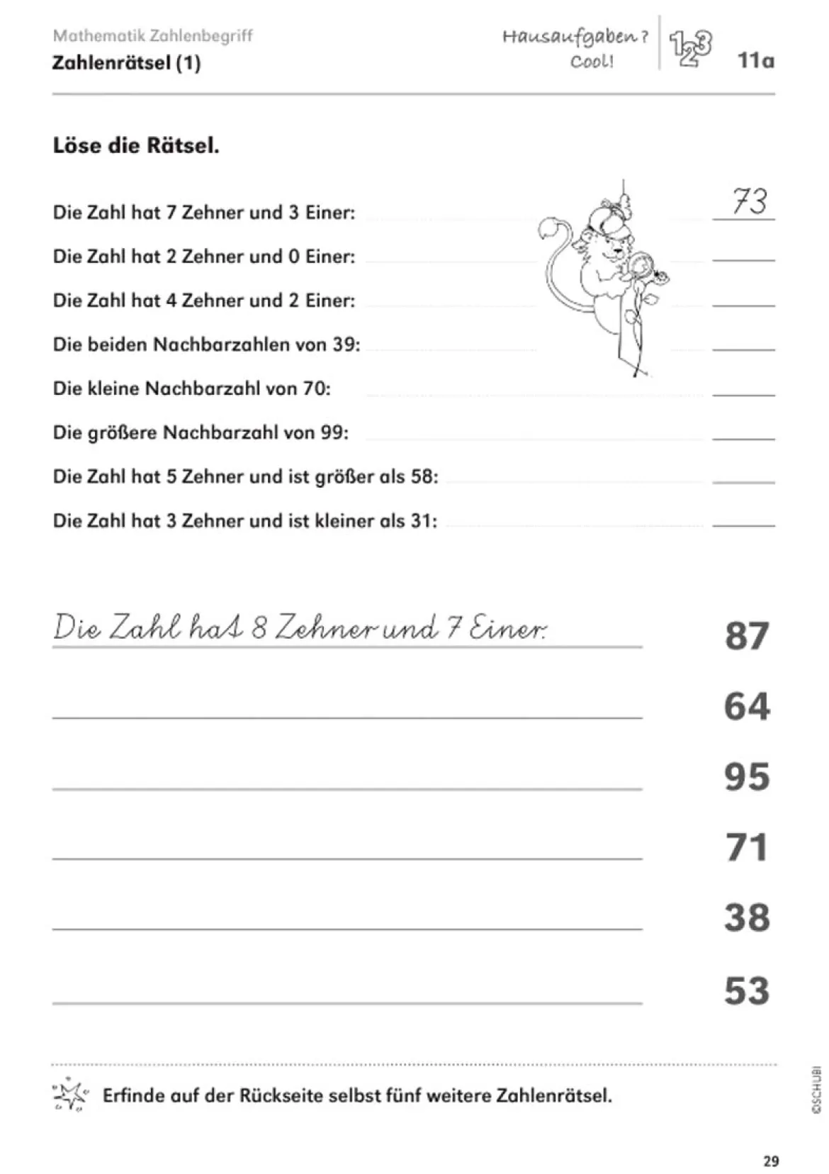 Hausaufgaben? Cool!, Kopiervorlagen, 2. Klasse