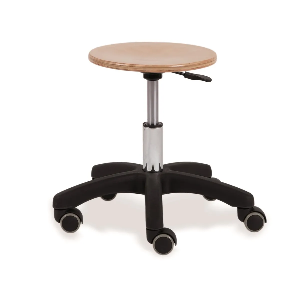 Hocker mit Holzsitz, Sitzhöhe 34 - 42 cm