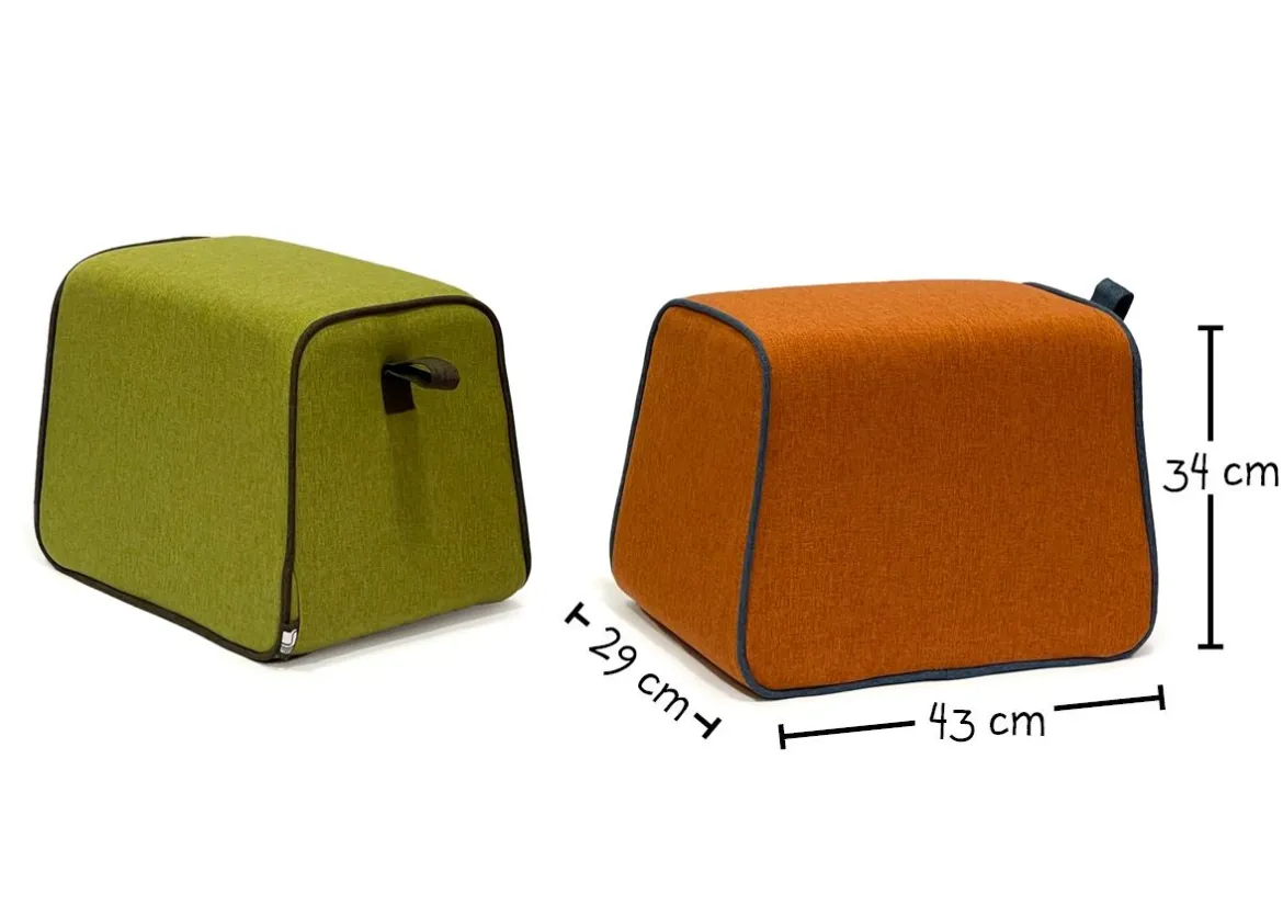Hockidu - Hocker gepolstert mit Schlaufe, Farbe orange