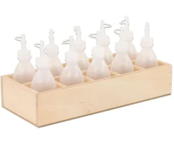 Holzbox mit 10 Kleberflaschen