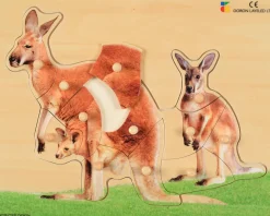 Holz-Puzzle realistisch Känguru, Mutter mit Jungtier, ab 2 Jahre