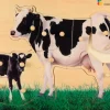 Holz-Puzzle realistisch Kuh, Mutter mit Kalb, ab 2 Jahre