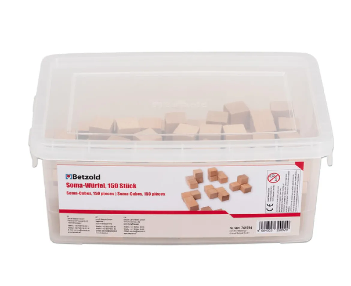 Holzwürfel, natur, 150 Stück, in Stapelbox, 3-13 Jahre