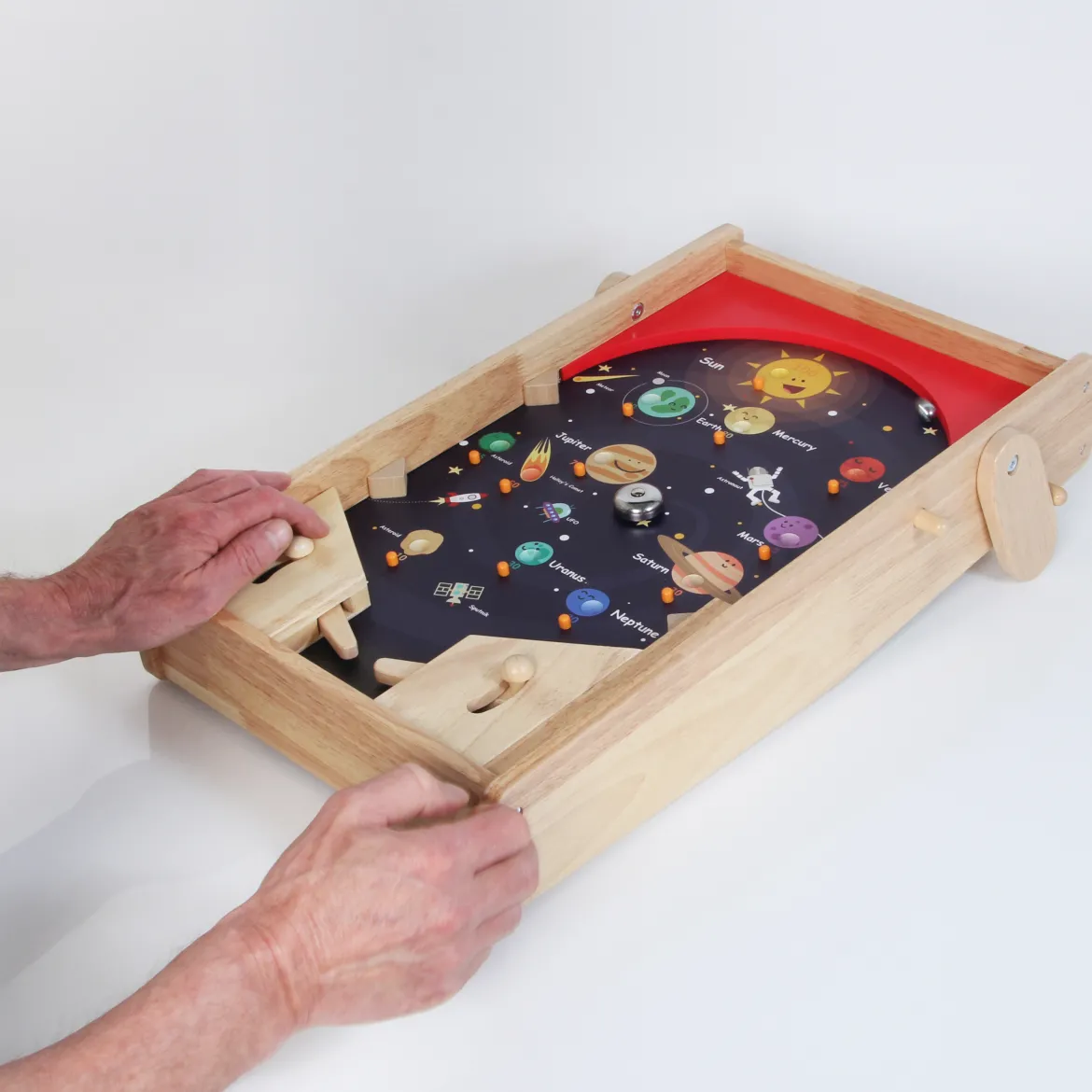 2 in 1 Fußball- und Weltall-Flipper, 53 x 30 cm, aus Holz, PINTOY