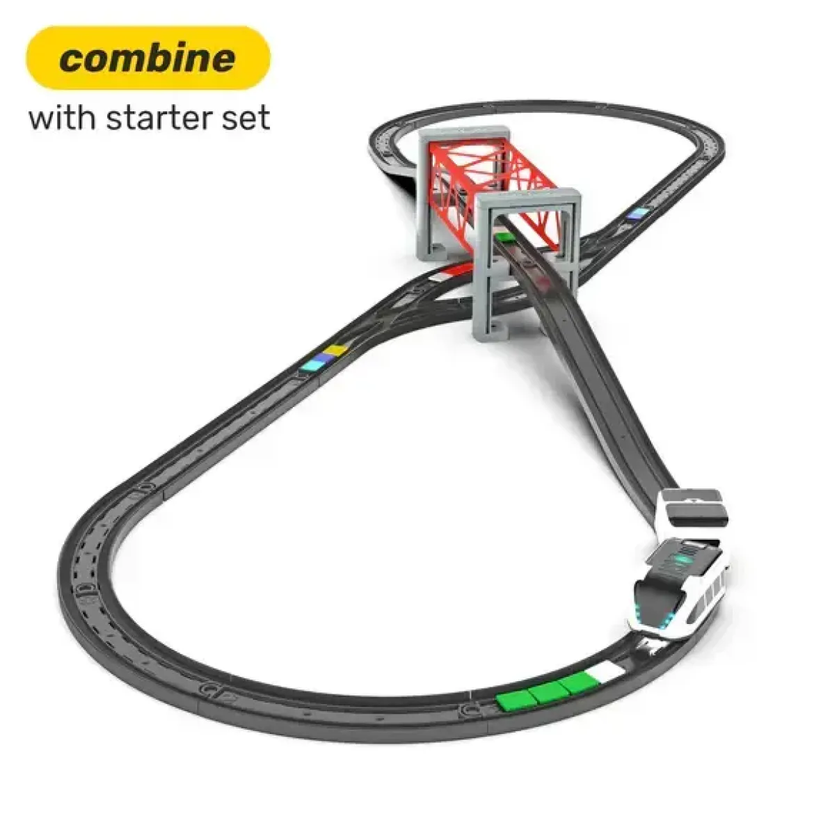 Intelino Smart Train, Erweiterungsset Brücke, 2 Rampen, 4 Stütztürme und Brückeneinsatz