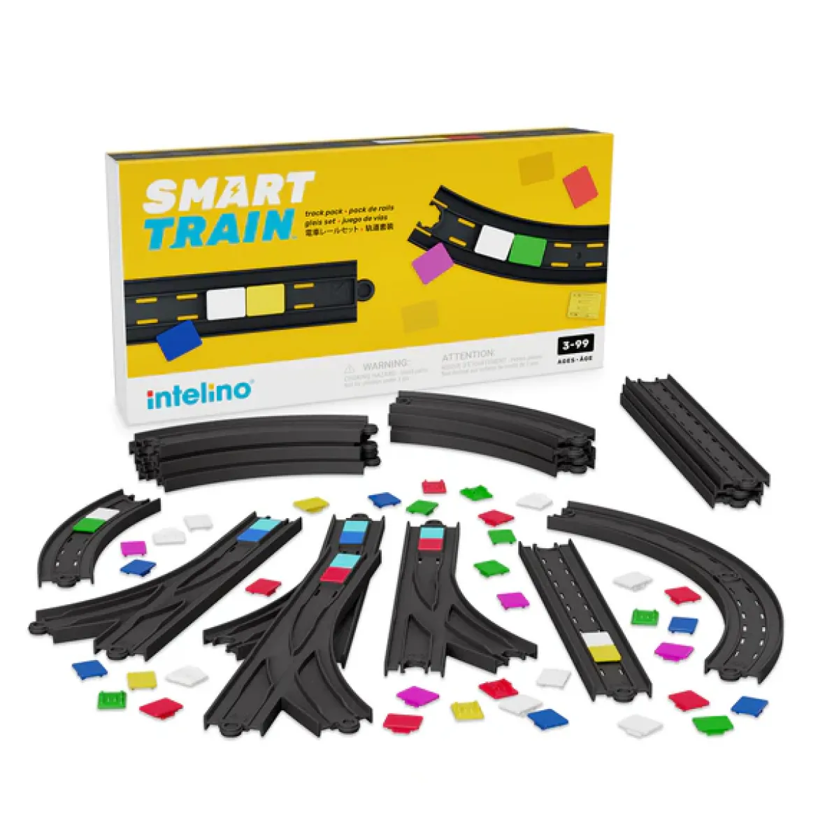 Intelino Smart Train, Erweiterungsset Schienen, 20 Schienenteile und 40 Farbplättchen