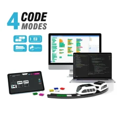 Intelino Smart Train, Klassensatz, programmierbarer Zug-Roboter, 4 Züge, 4 Waggons, 4 Gleisbausätze und 60 Farbplättchen
