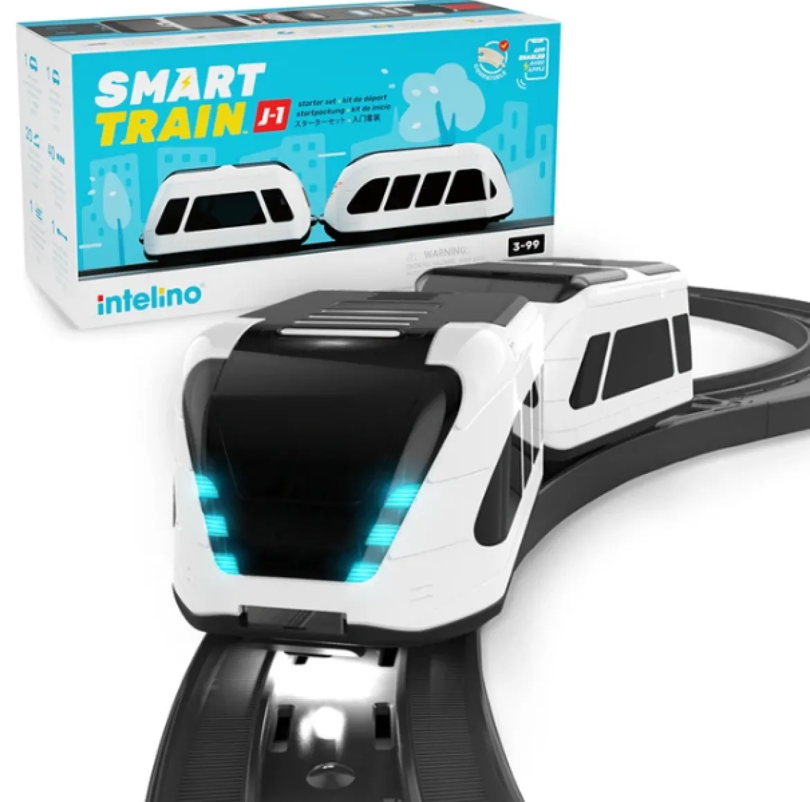 Intelino Smart Train, Starter Set, programmierbarer Zug-Roboter, 4 Programmiermodi, inkl. 20 Schienen und 40 Farbplättchen