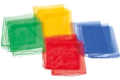 Jongliertücher - 4 Farben 68 x 68 cm, 12er-Set, rot, blau, gelb, grün
