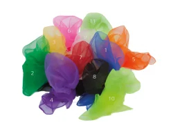 Jongliertücher neongrün, chiffon, 68 x 68 cm, 12er-Pack