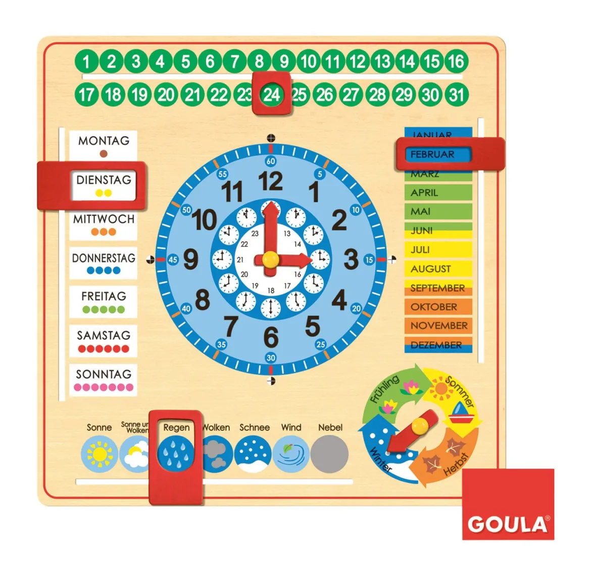 Kalender-Uhr, 6-9 Jahre
