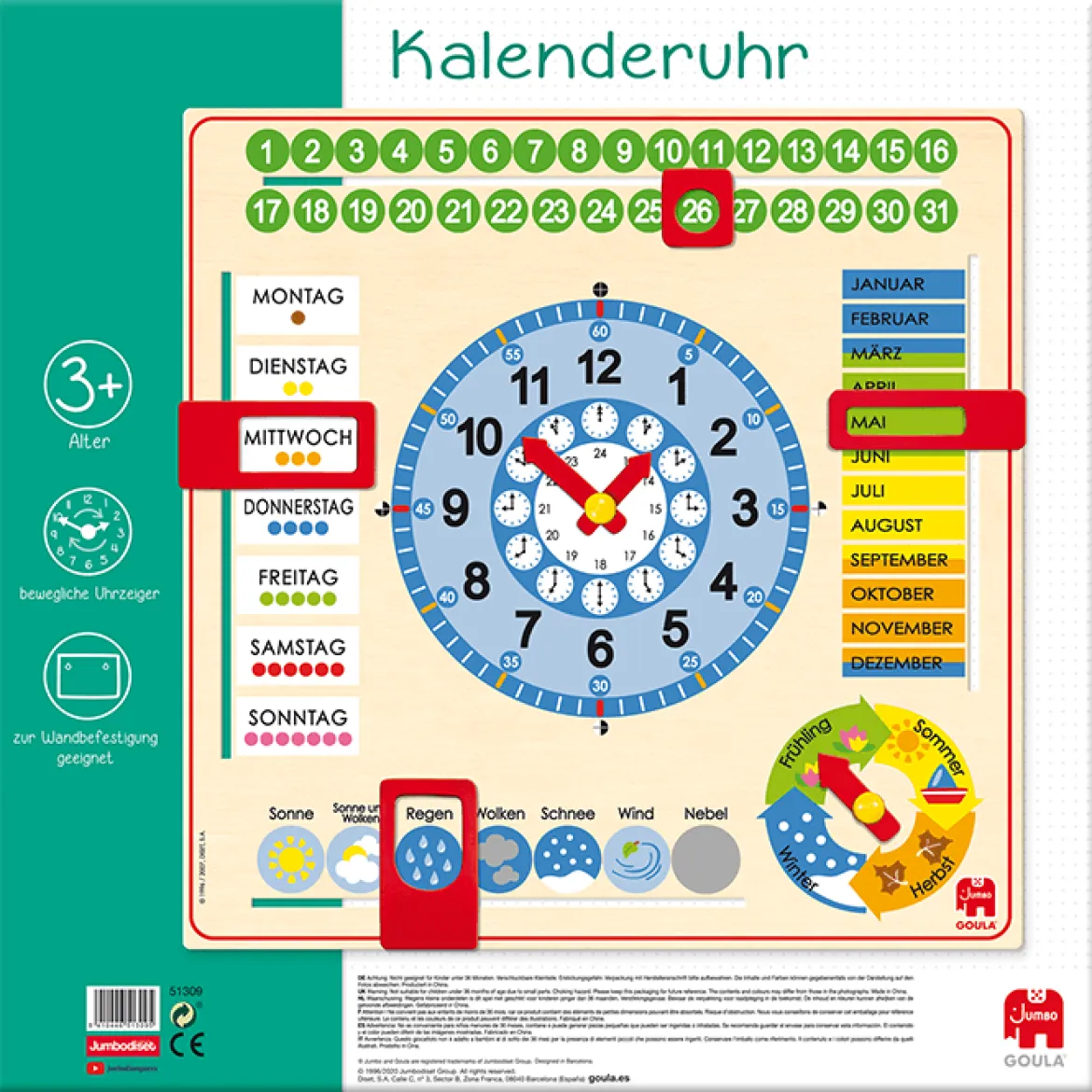 Kalender-Uhr, 6-9 Jahre