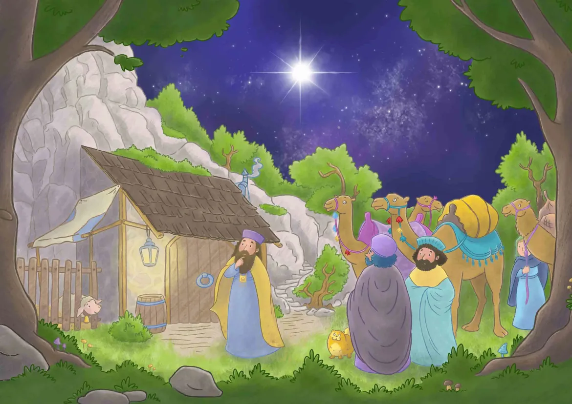 Kamishibai Bildkartenset - Die drei Weisen suchen das Jesus-Kind, ab 2 Jahre