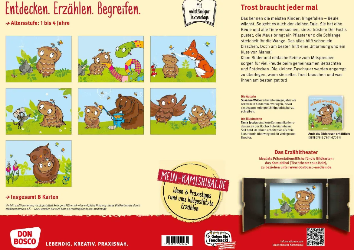 Kamishibai Bildkartenset - Die Eule mit der Beule, 1-4 Jahre