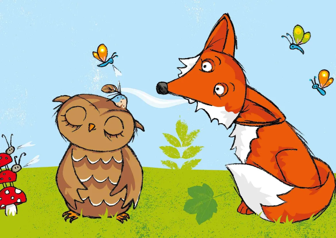 Kamishibai Bildkartenset - Die Eule mit der Beule, 1-4 Jahre