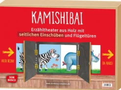 Kamishibai mit seitlichem Einschub und Flügeltüren. Erzähltheater für Bildkarten in DIN A3
