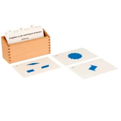 Kasten mit Aufgabenkarten für die blauen Dreiecke