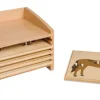 Kasten mit fünf Fächern für die Tierpuzzles