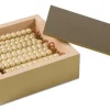 Kasten mit 45 goldenen Zehnerstangen - lose Perlen, Glas
