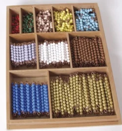 Kasten mit Perlenstäbchen zur Multiplikation, je 60 von 1-9, 110x10er
