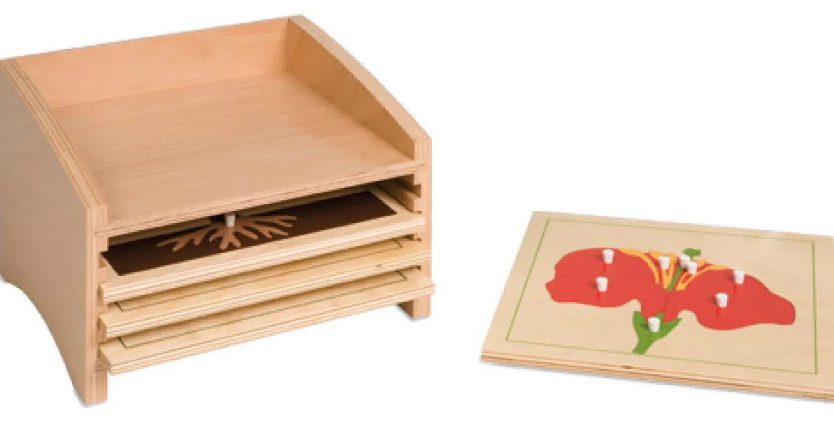 Kasten mit vier Fächern für die Botanischen Puzzles