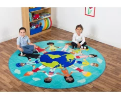 Kinder der Welt - Teppich mit 2 Meter Durchmesser