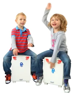Kinderhocker mit Trommelfunktion, weiß, Sitzhöhe 38cm, 5-9 Jahre