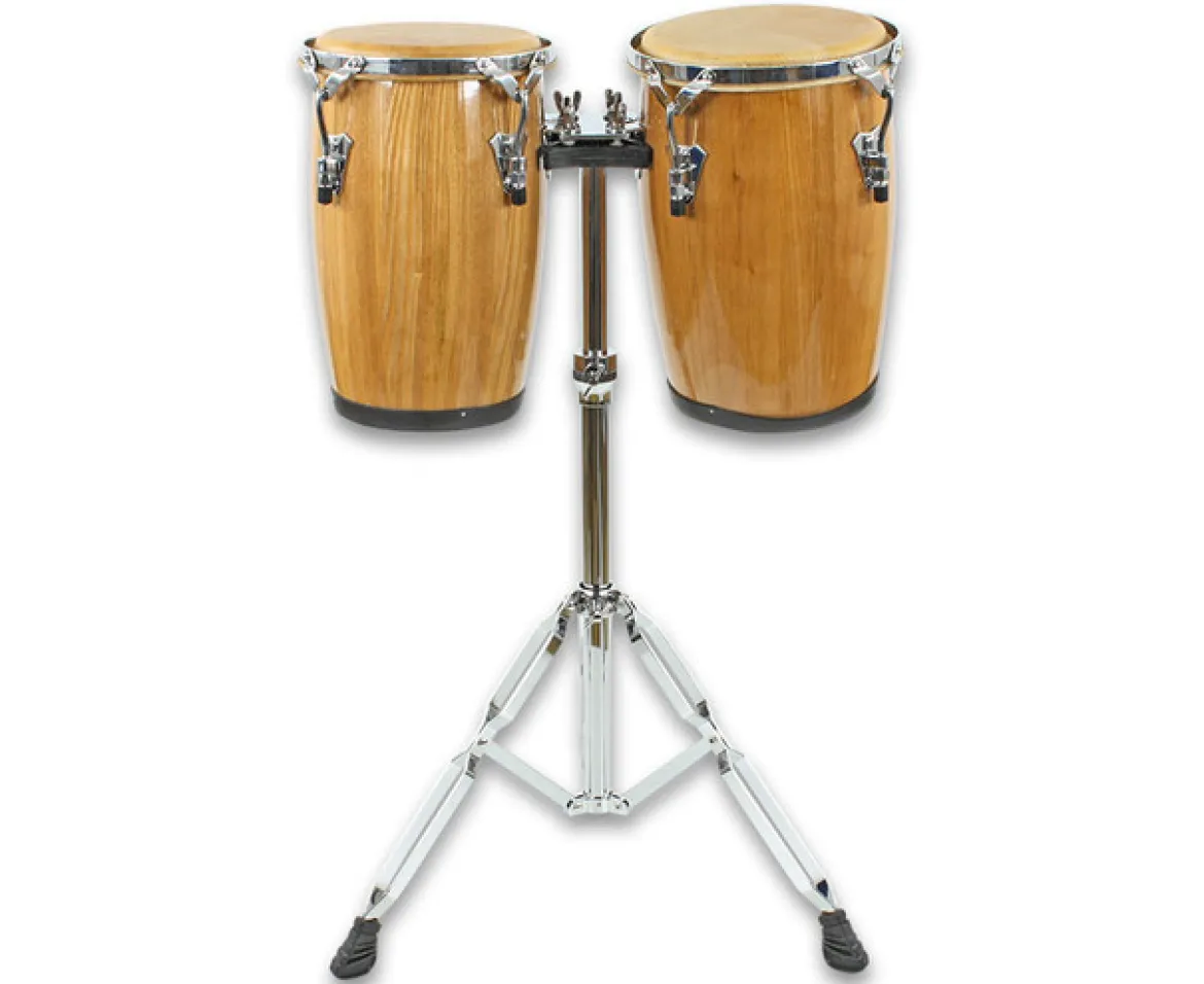 Kleine Holz-Congas Set auf Doppelständer, ab 5 Jahre