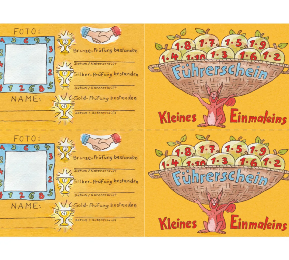 Kleines Einmaleins - Klassensatz Führerscheine, 2. und 3. Klasse