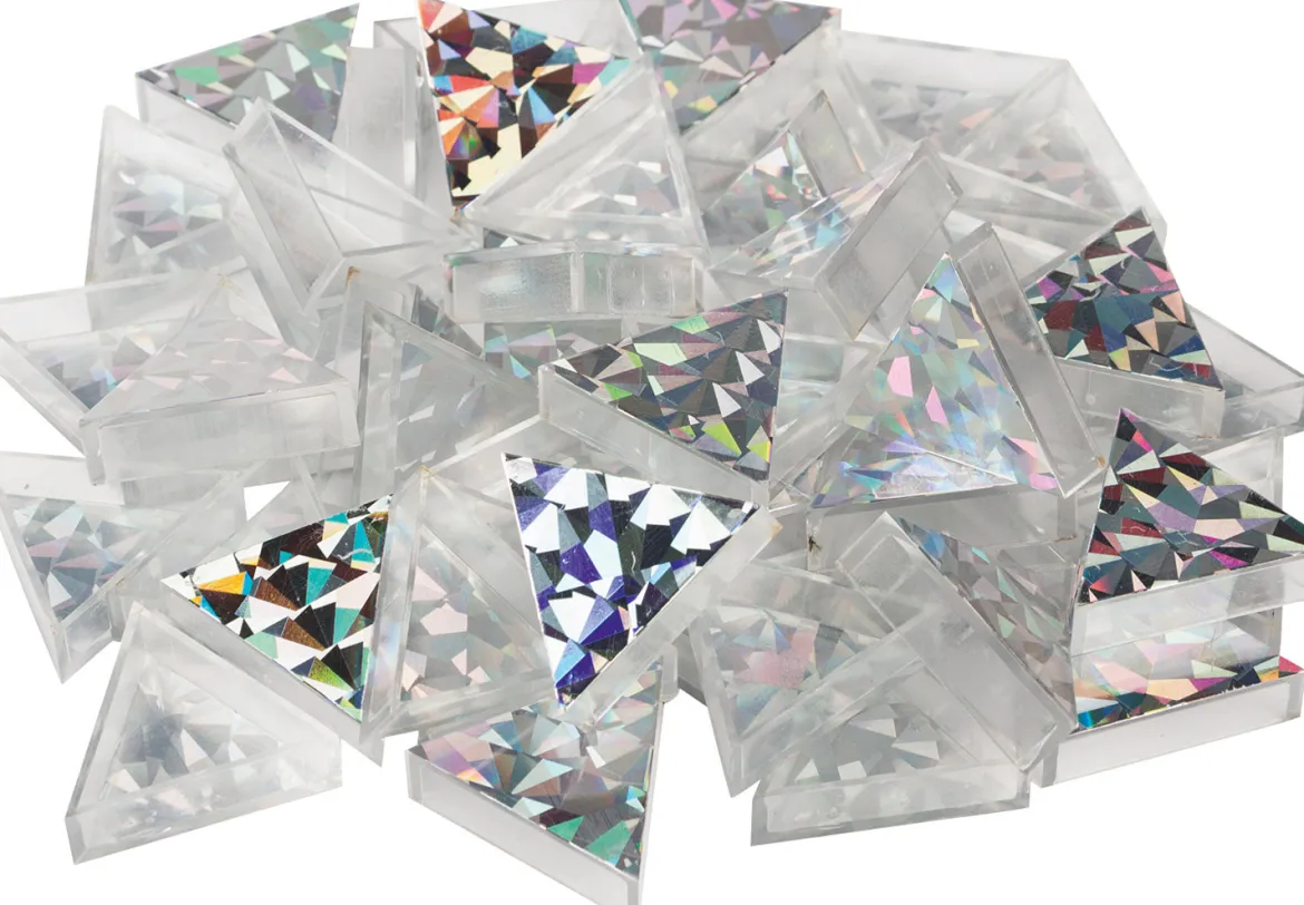 Kleinkinder-Riesen-Prismo Dreiecke 100 Stück Glitzer Gold und Silber transparent