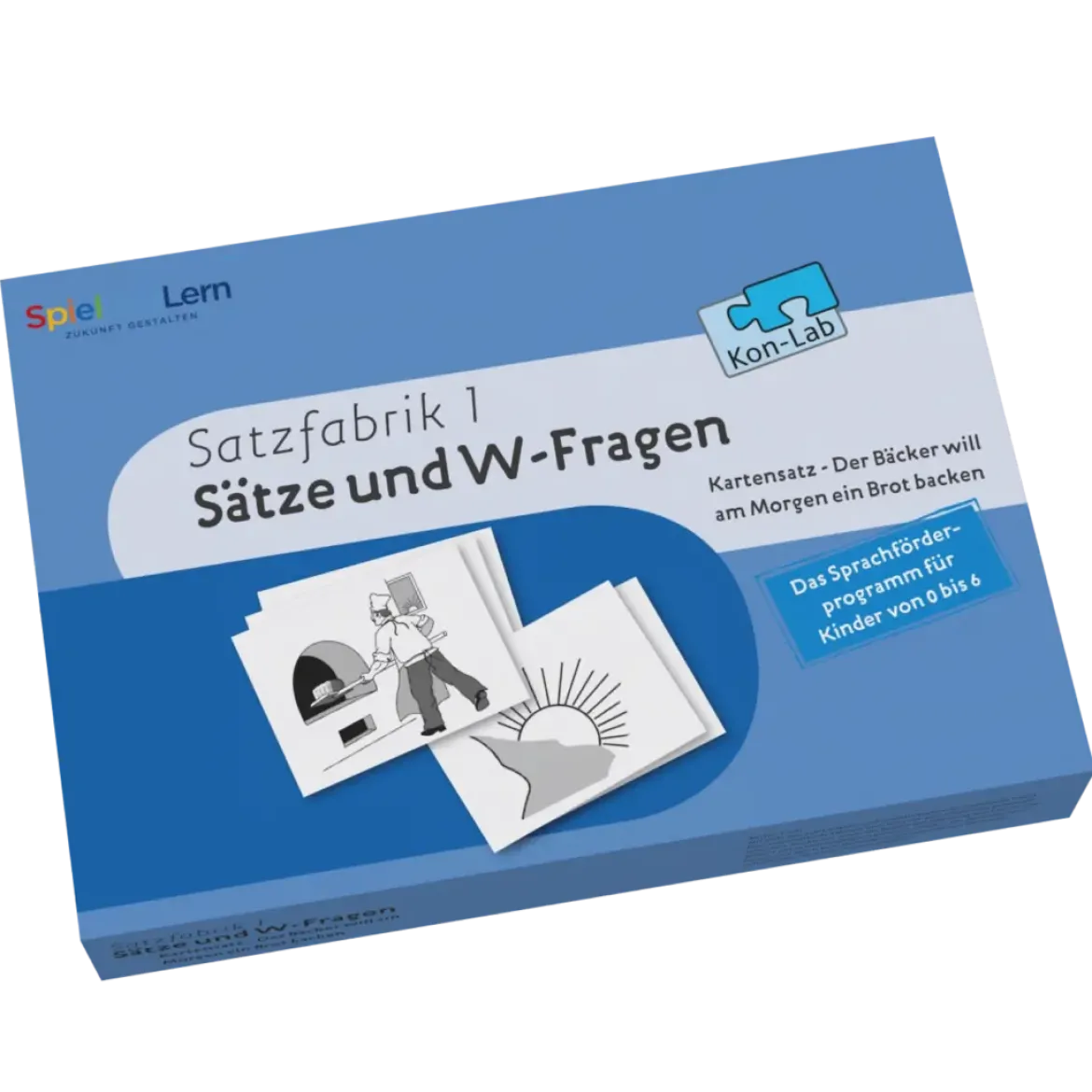 Kon-Lab Sätze und W-Fragen, Kartensatz mit Anleitung für Eltern, 0-10 Jahre