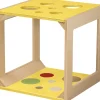 Krabbelwürfel mit Sinnesmaterial gelb