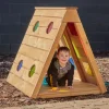 Kriechtunnel und Spielhütte, mit bunten Fenstern, Indoor und Outdoor, aus Holz