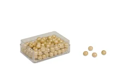 Kunststoffdose mit 100 goldenen Einerperlen - lose Perlen, Glas