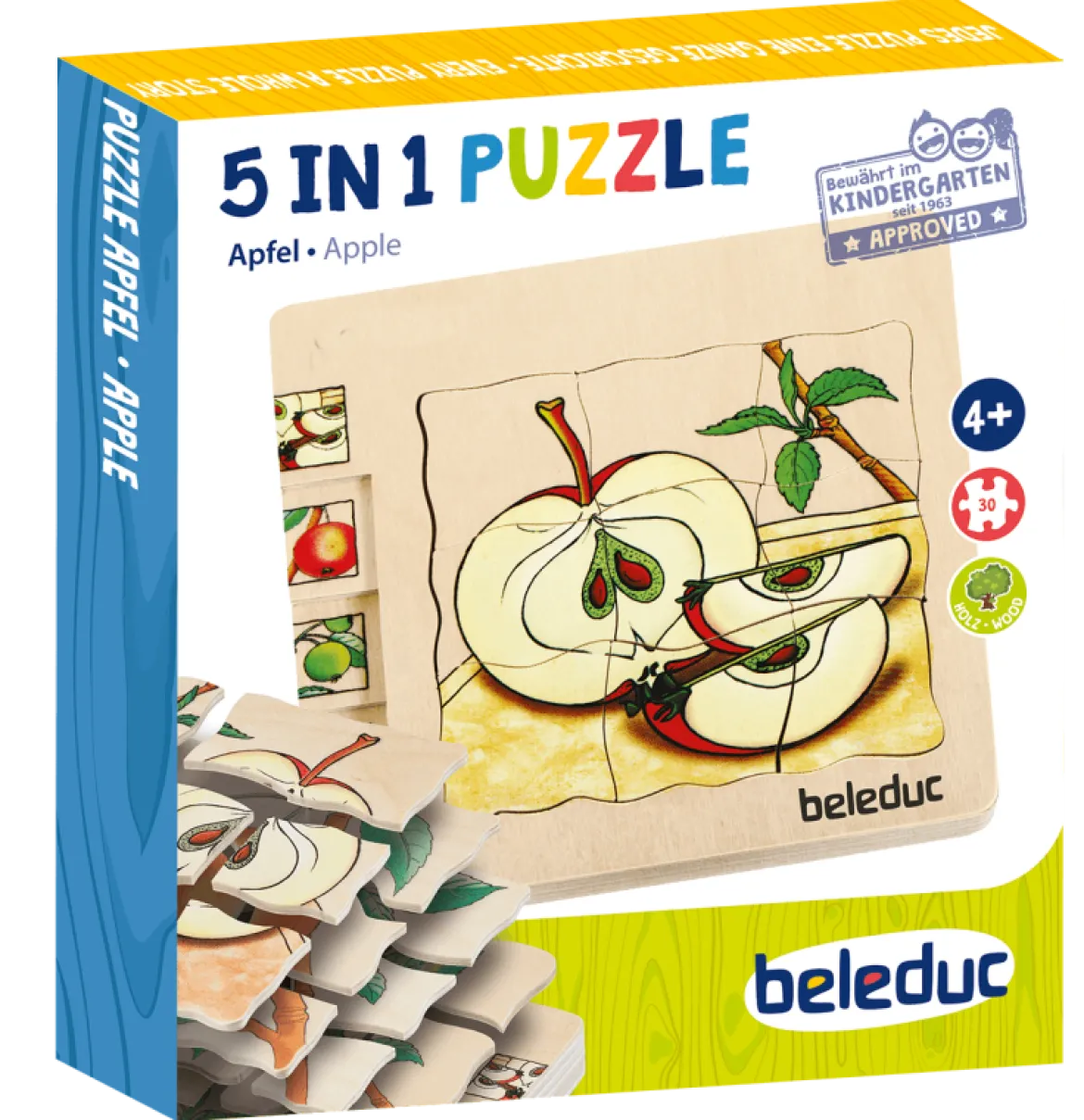 Lagenpuzzle Apfel, Holzpuzzle mit 5 Lagen, 4-7 Jahre