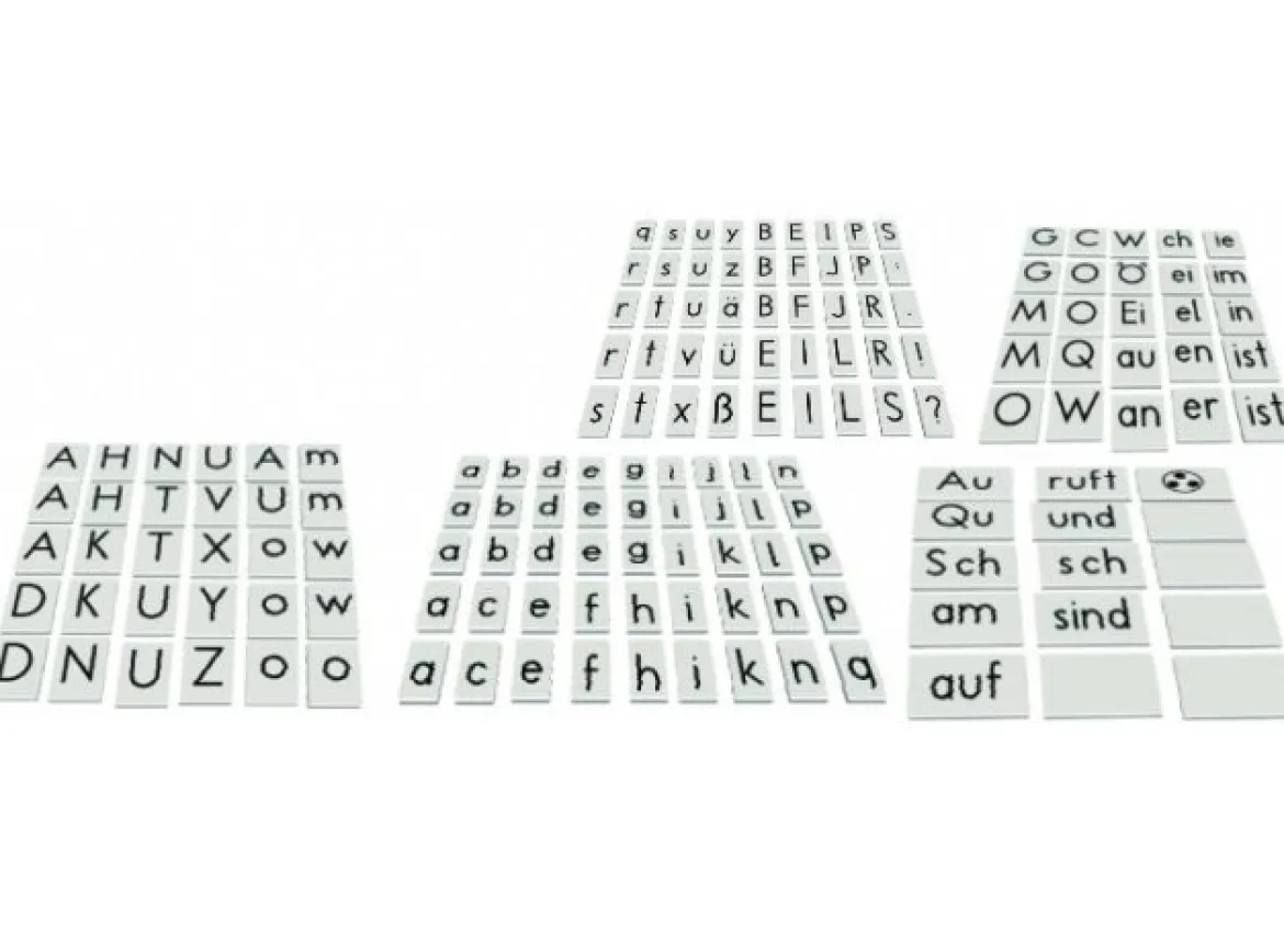 Legekasten Deutsch blau mit 3 Tafeln, 160 Buchstaben
